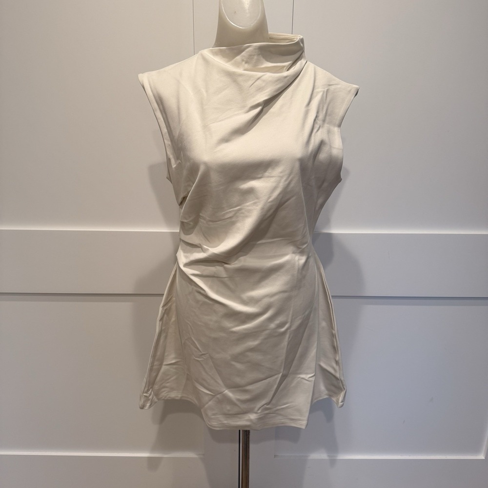 NWT H&M Draped Shirred Dress Cream/Ivory Ladies‎ Size Large